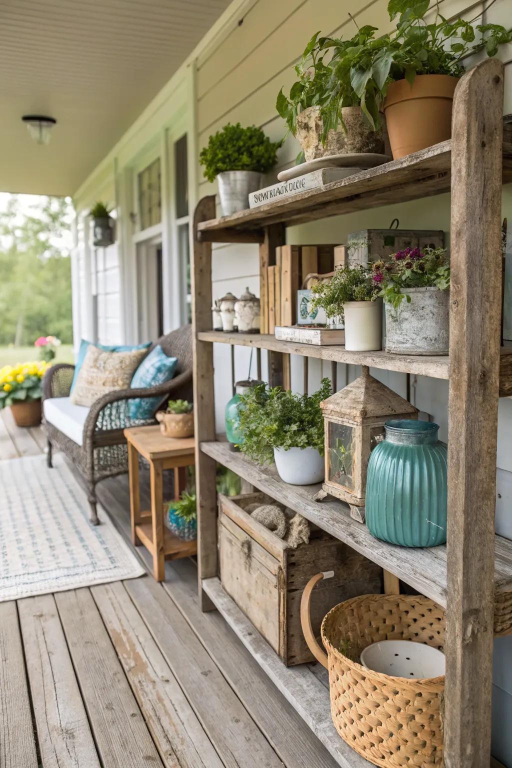 Reclaimed wood features add rustic charm and functionality.