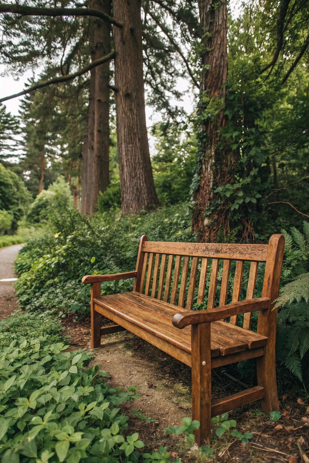 Highlight natural beauty with a stained wood finish on your bench.