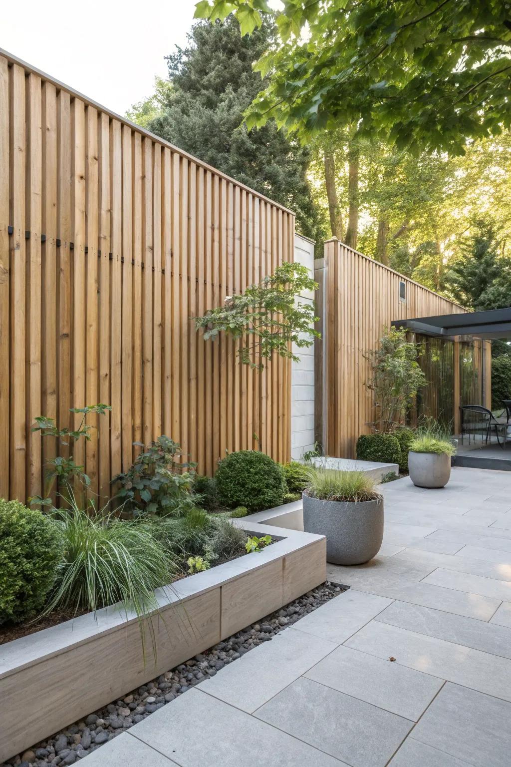 Vertical cedar slats adding height and elegance.