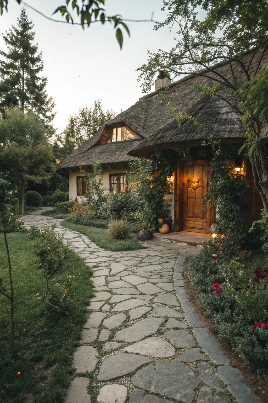 Stone pathways add charm and guide visitors