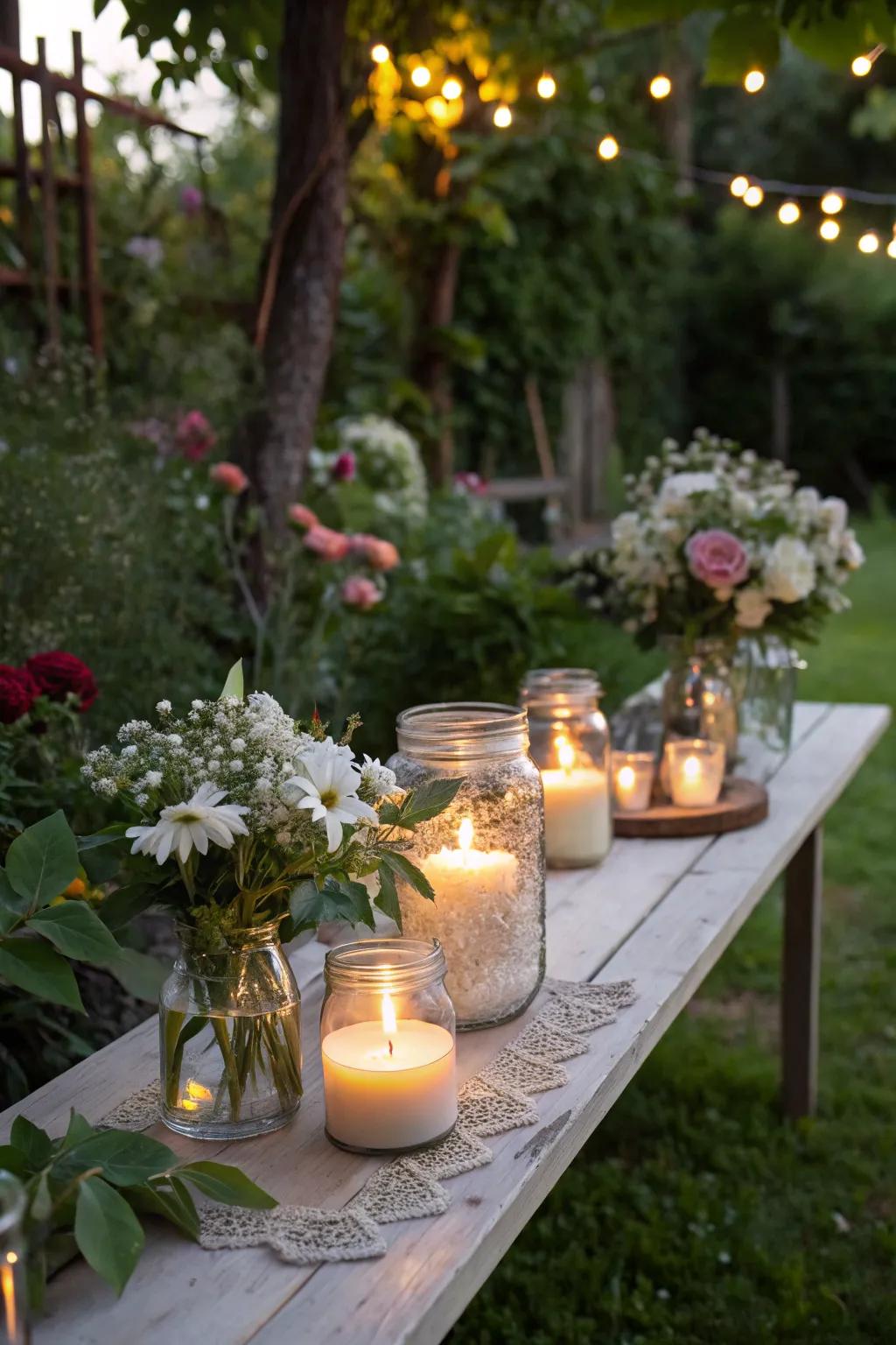 Mason jars add a simple, rustic charm to decor.