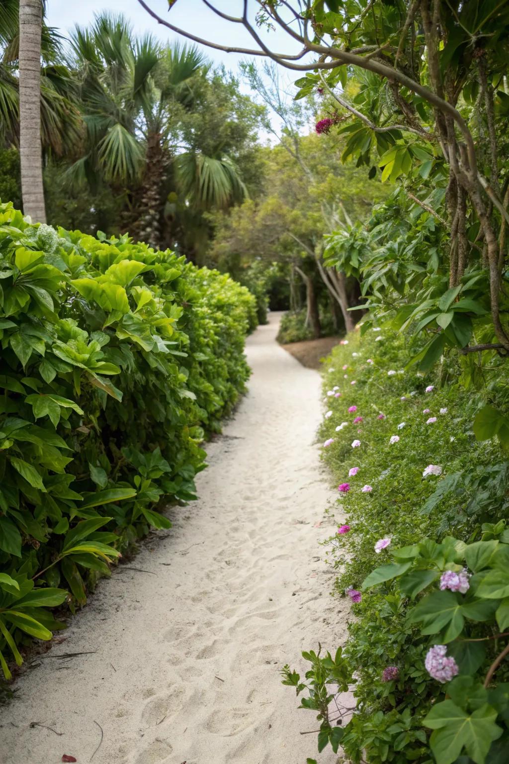 Feel the sand between your toes on a barefoot path.