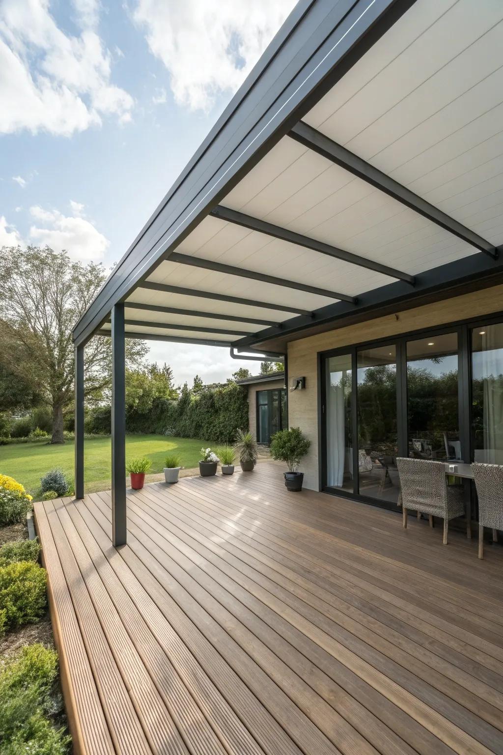 Roof extensions offer seamless shade and design integration.