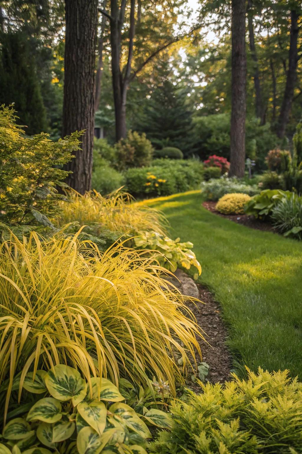 Bright foliage plants illuminate shaded spaces.