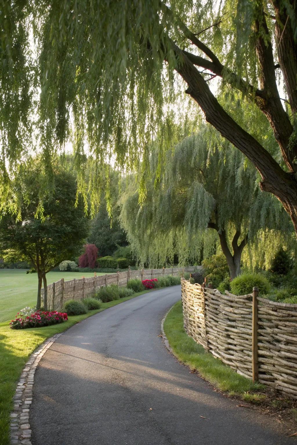 Willow fences offer a dynamic and enchanting barrier.