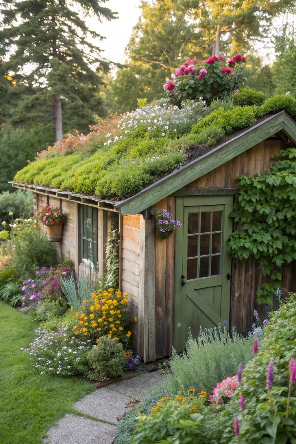 A living roof that adds eco-friendly beauty to your shed.