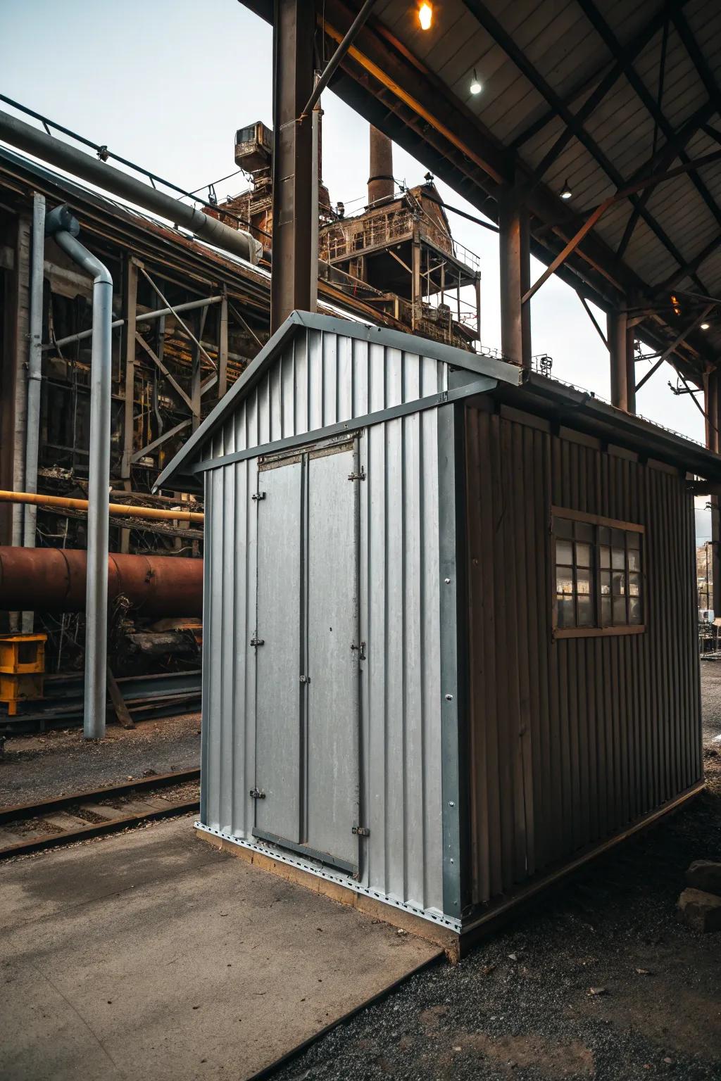 Industrial influence offers a modern and edgy shed design.