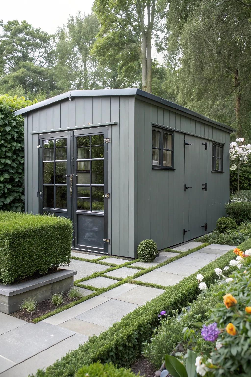 Industrial sheds offer a sleek, modern aesthetic.
