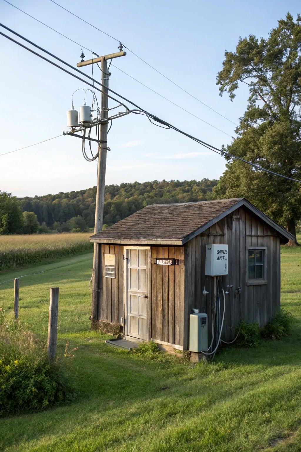 A shed with convenient access to utilities.