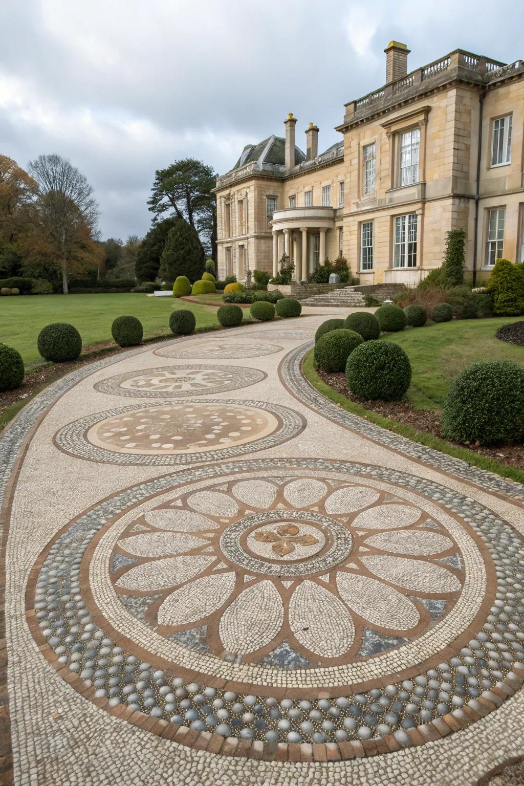 A circular shell driveway offers sophistication and functionality in one.