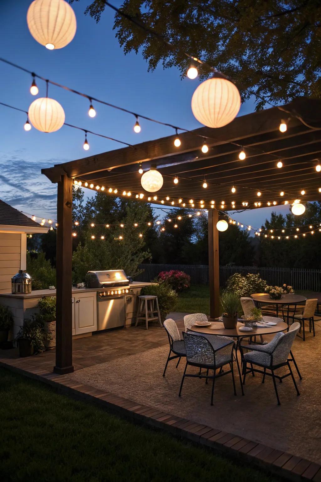 Integrated lighting transforms your BBQ space into a nighttime haven.