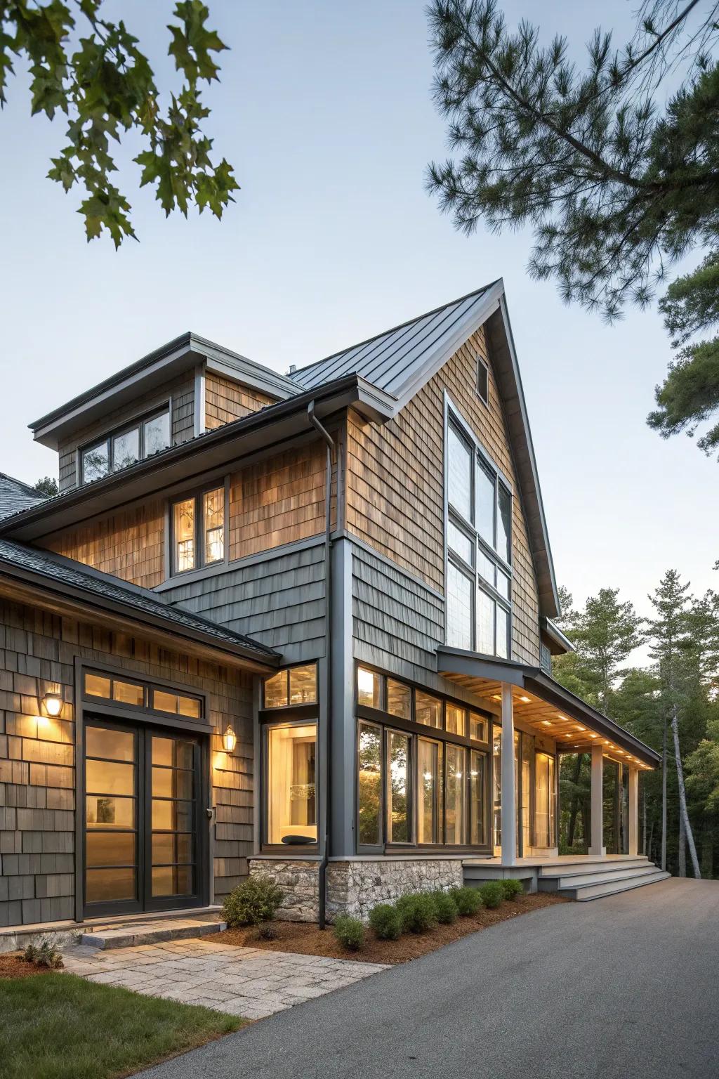 Modern innovation with metal and shingles.