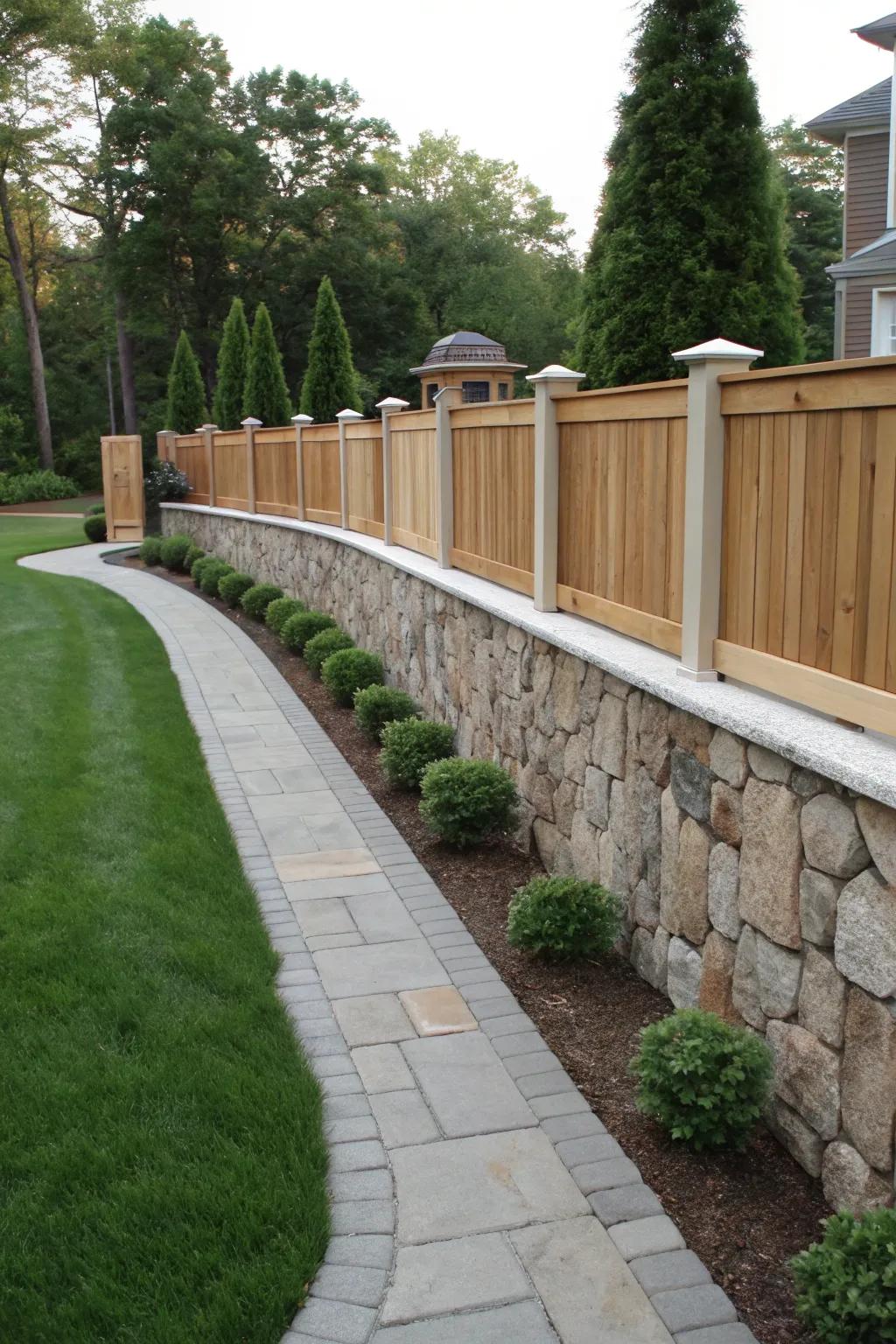 Stone and wood combinations provide an elegant touch.
