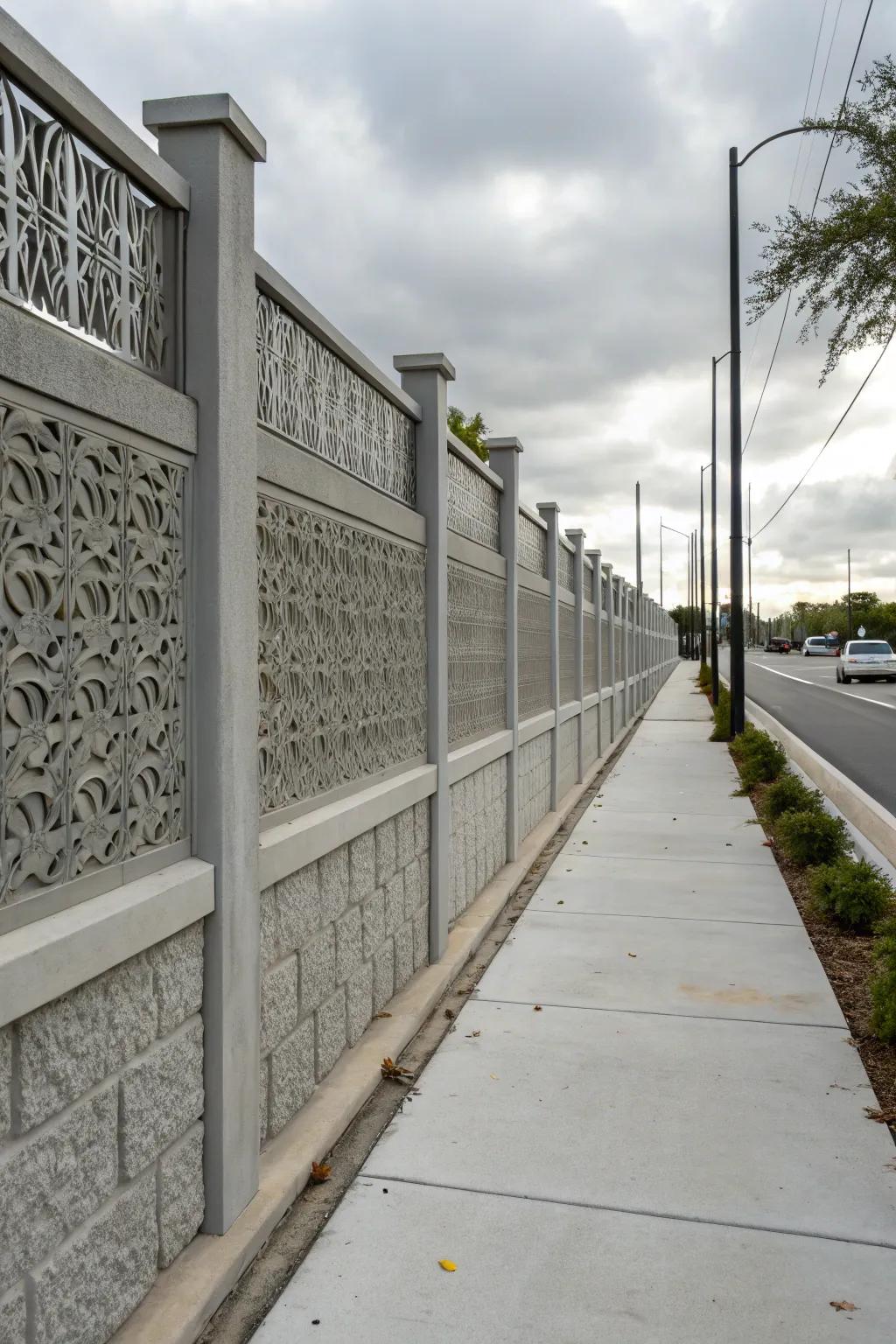 Concrete fences can be both modern and artistic with the right design.