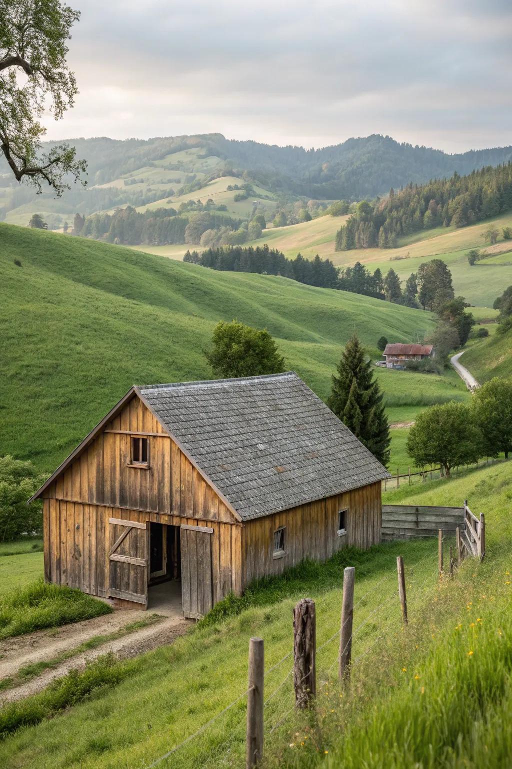 Wood shakes enhance the rustic appeal of this barn conversion.