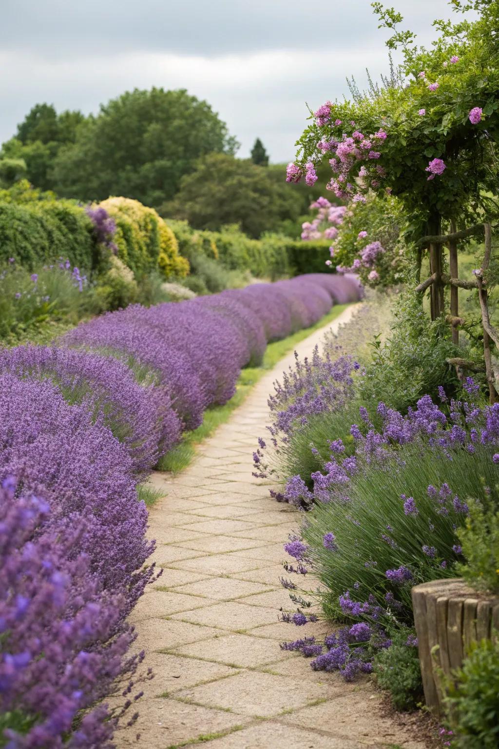 A scented pathway inviting garden visitors with its lovely aroma.