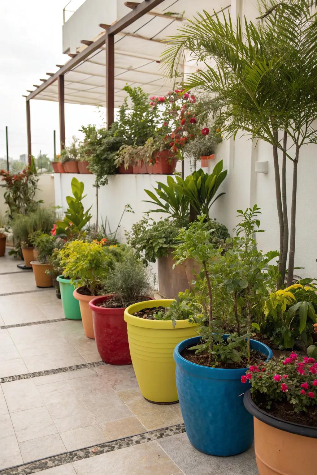 Potted plants offer versatility and burst of color.