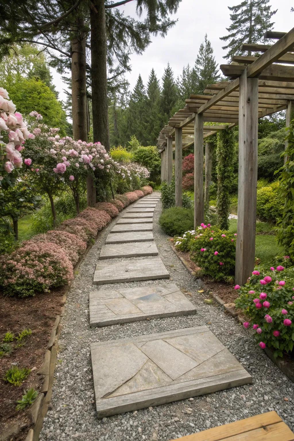 A mixed material path that showcases creative design.