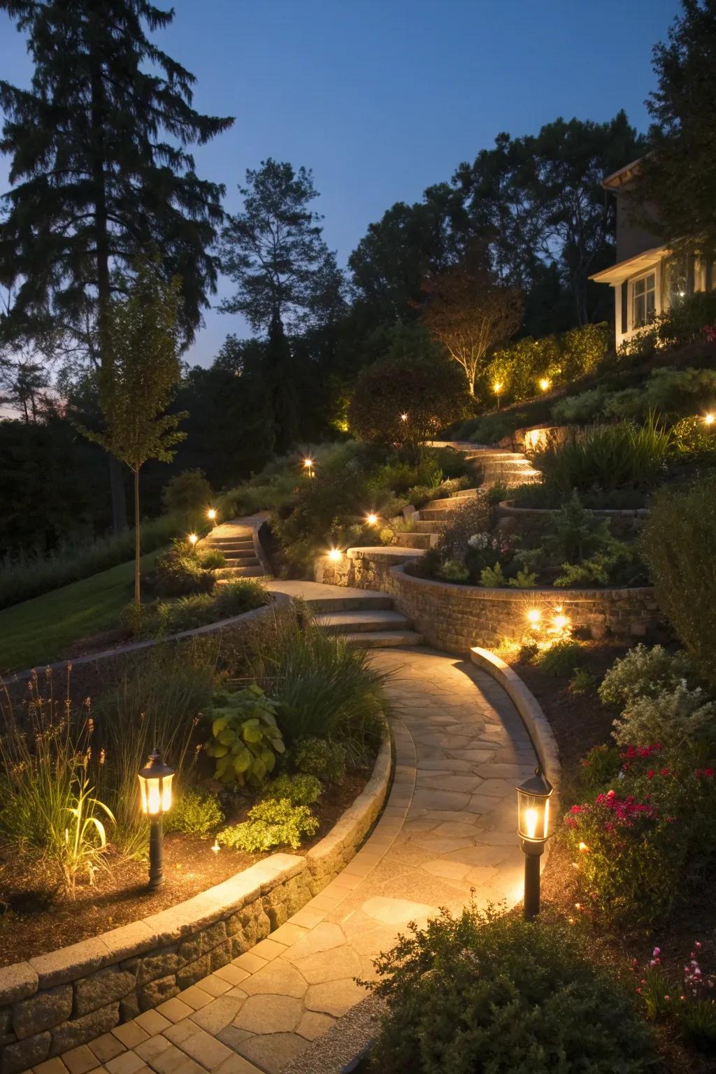 Solar lighting enhances your garden's evening allure.