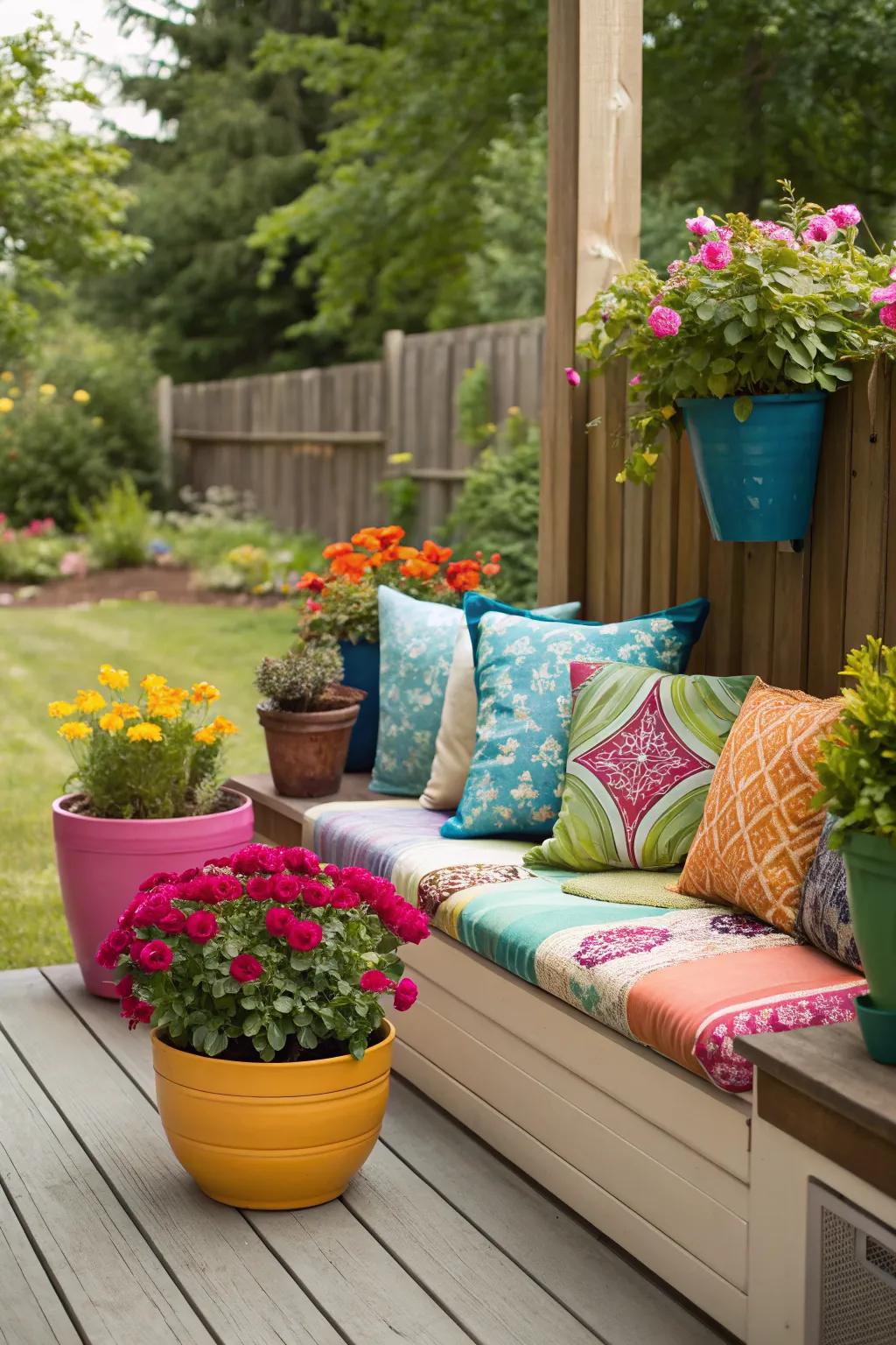Bright colors add playful energy to your outdoor space.
