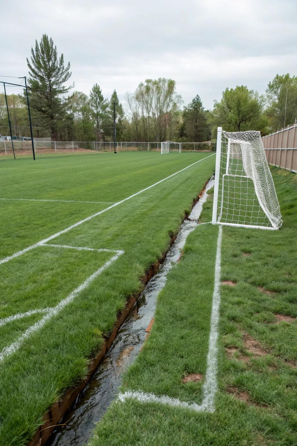 A drainage system ensures your field stays dry and playable.