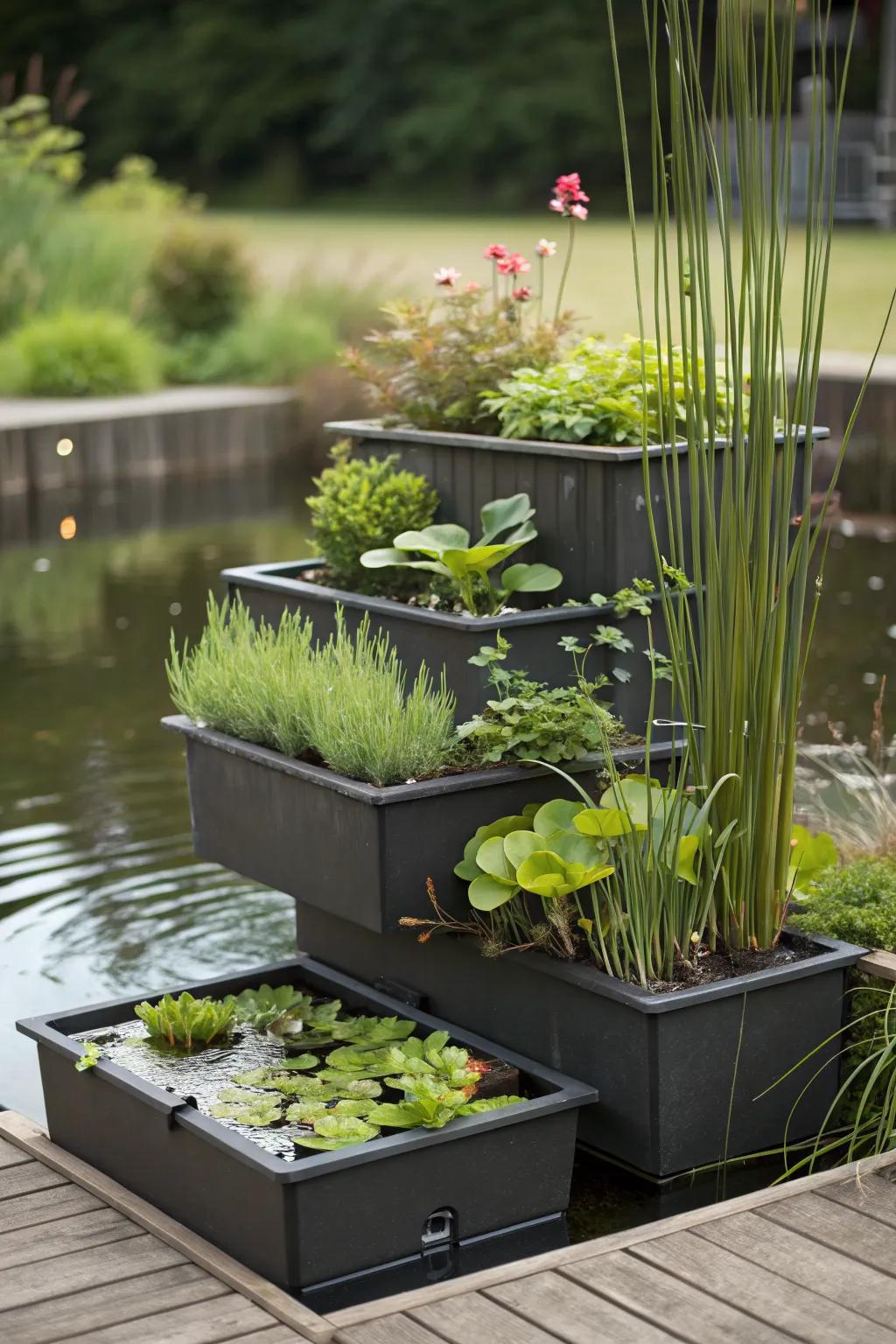 Varying heights add depth and interest to your pond.