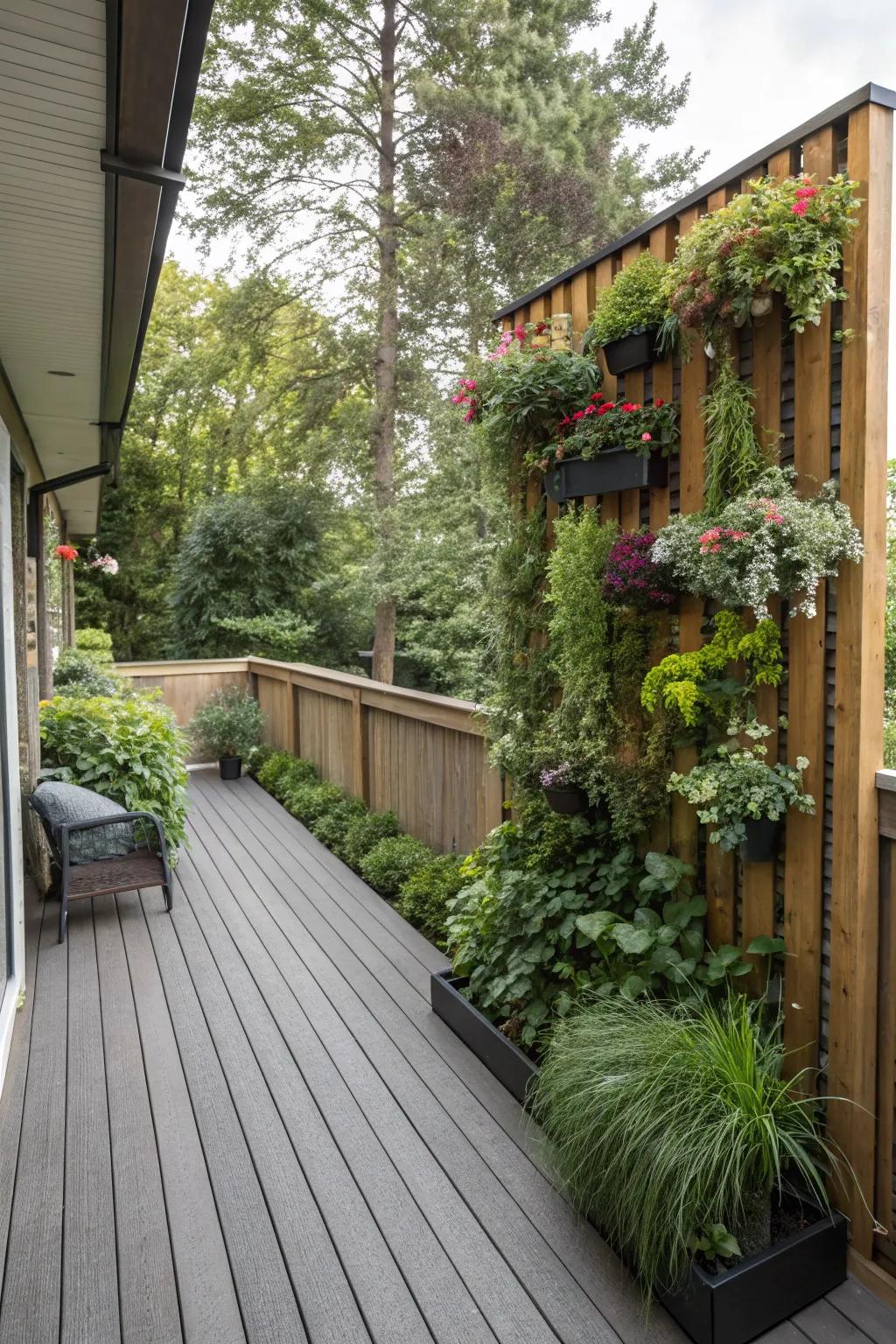 Vertical gardens add lushness without taking up floor space.