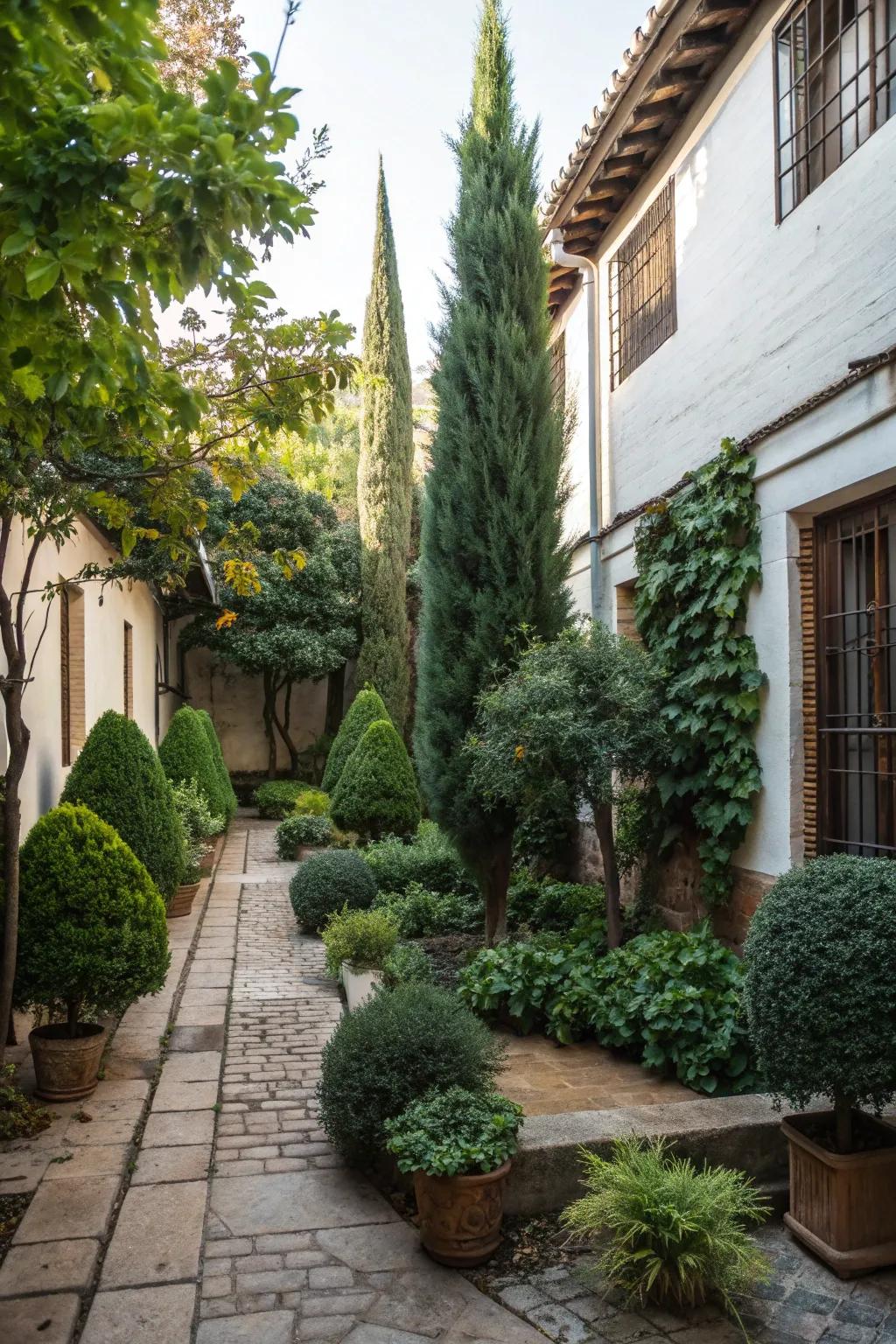 Year-round greenery with elegant evergreens.
