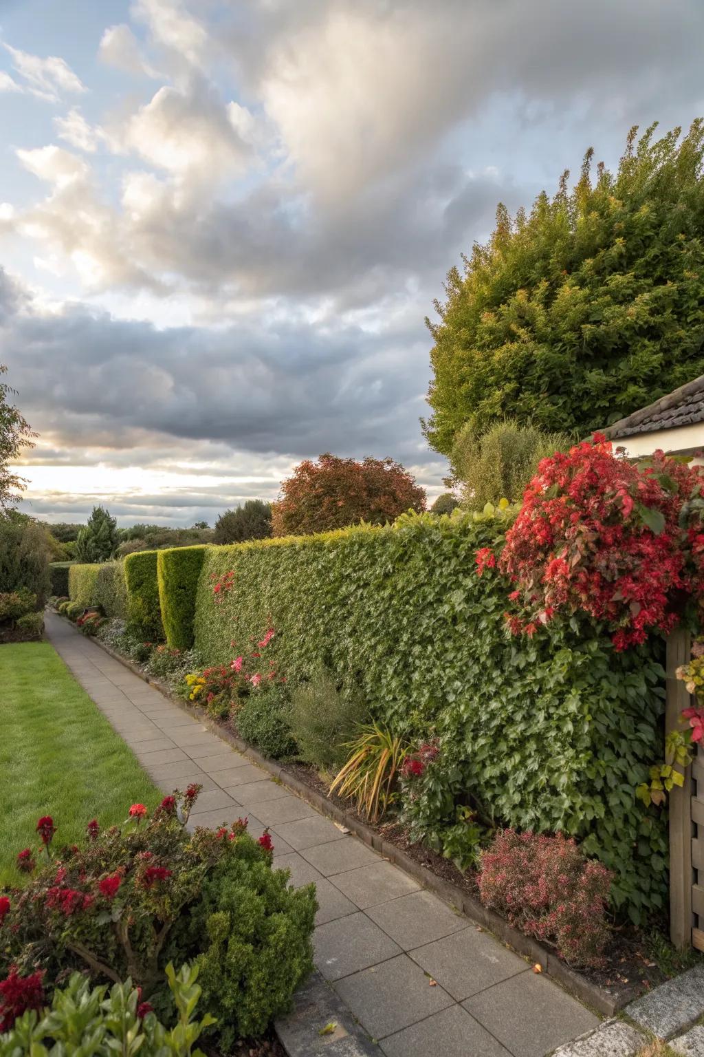 A living fence offers privacy and natural beauty.