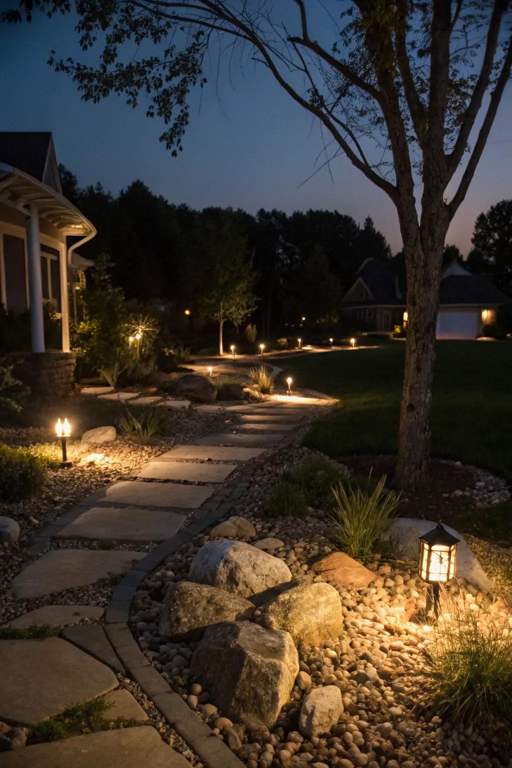 Solar lighting enhances the beauty and safety of your yard.