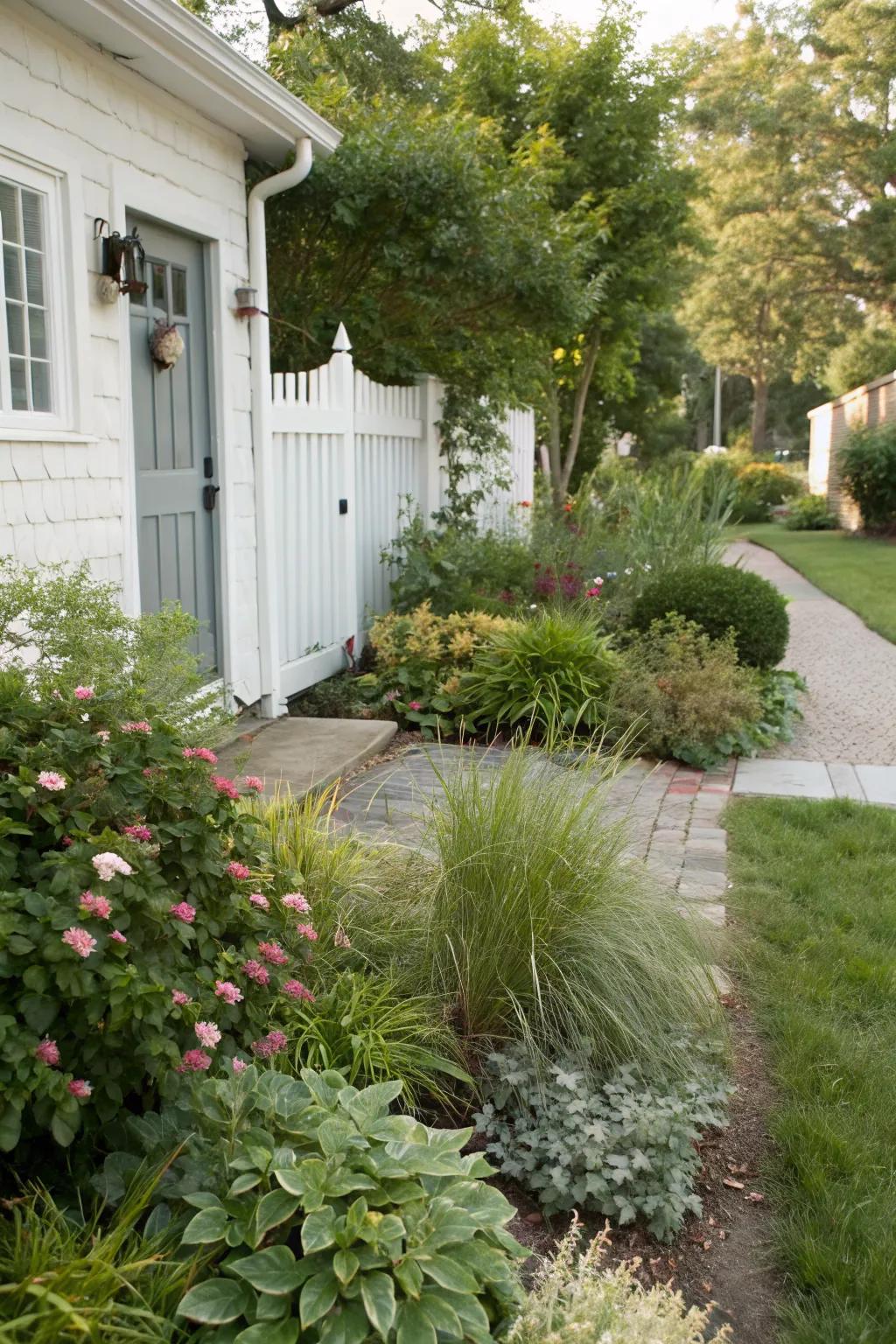 Achieve a lush and layered landscape with a mixed shrub border.