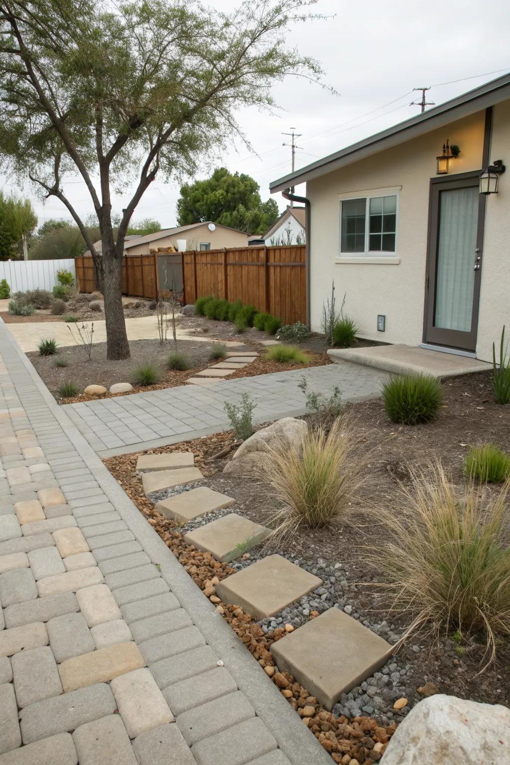 Permeable pavers enhance sustainability.