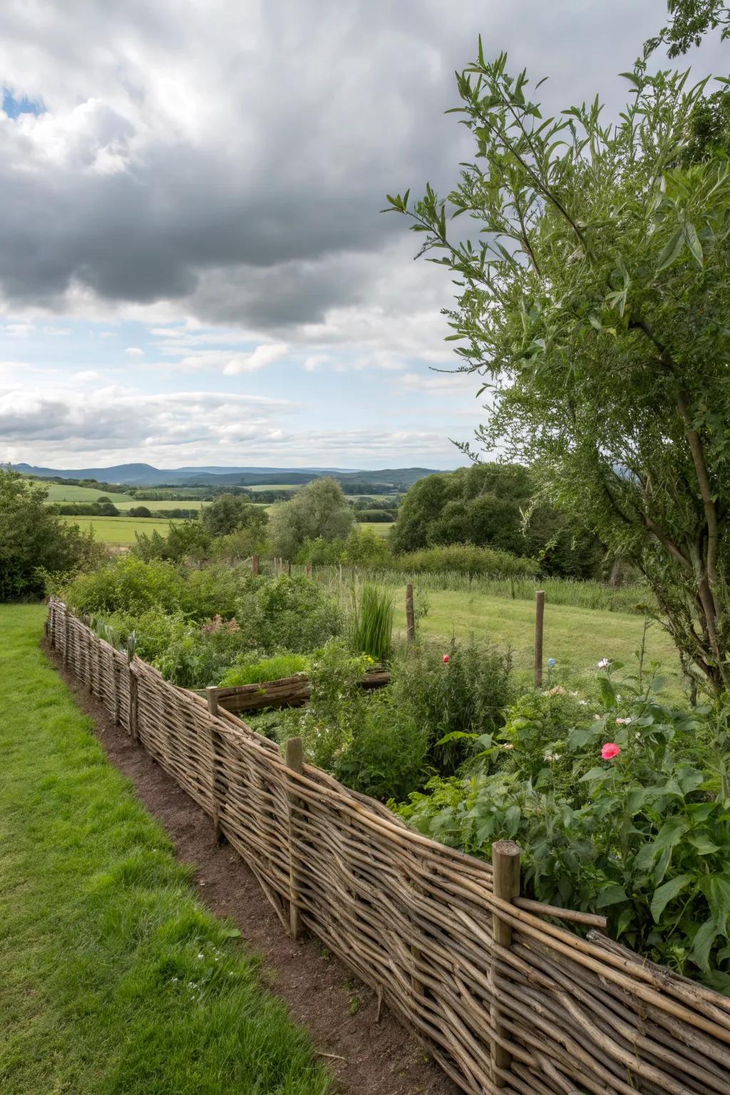 Charming willow wattle fencing for a traditional touch.