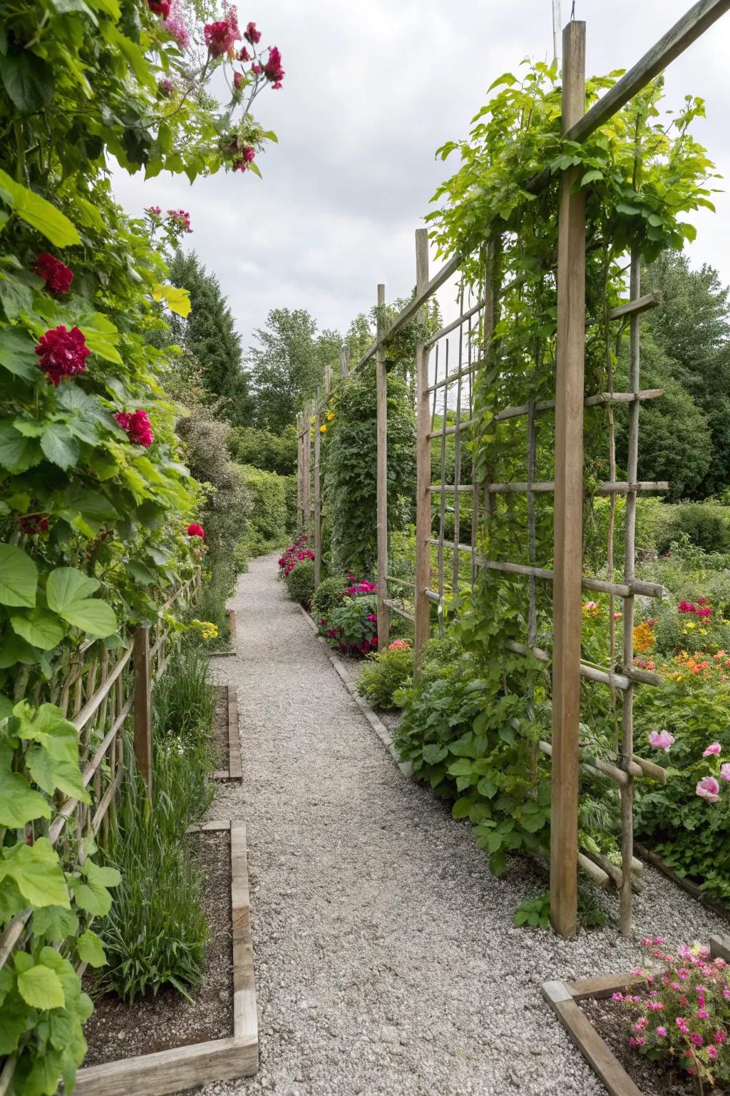 Vertical elements add height and interest to small gardens.