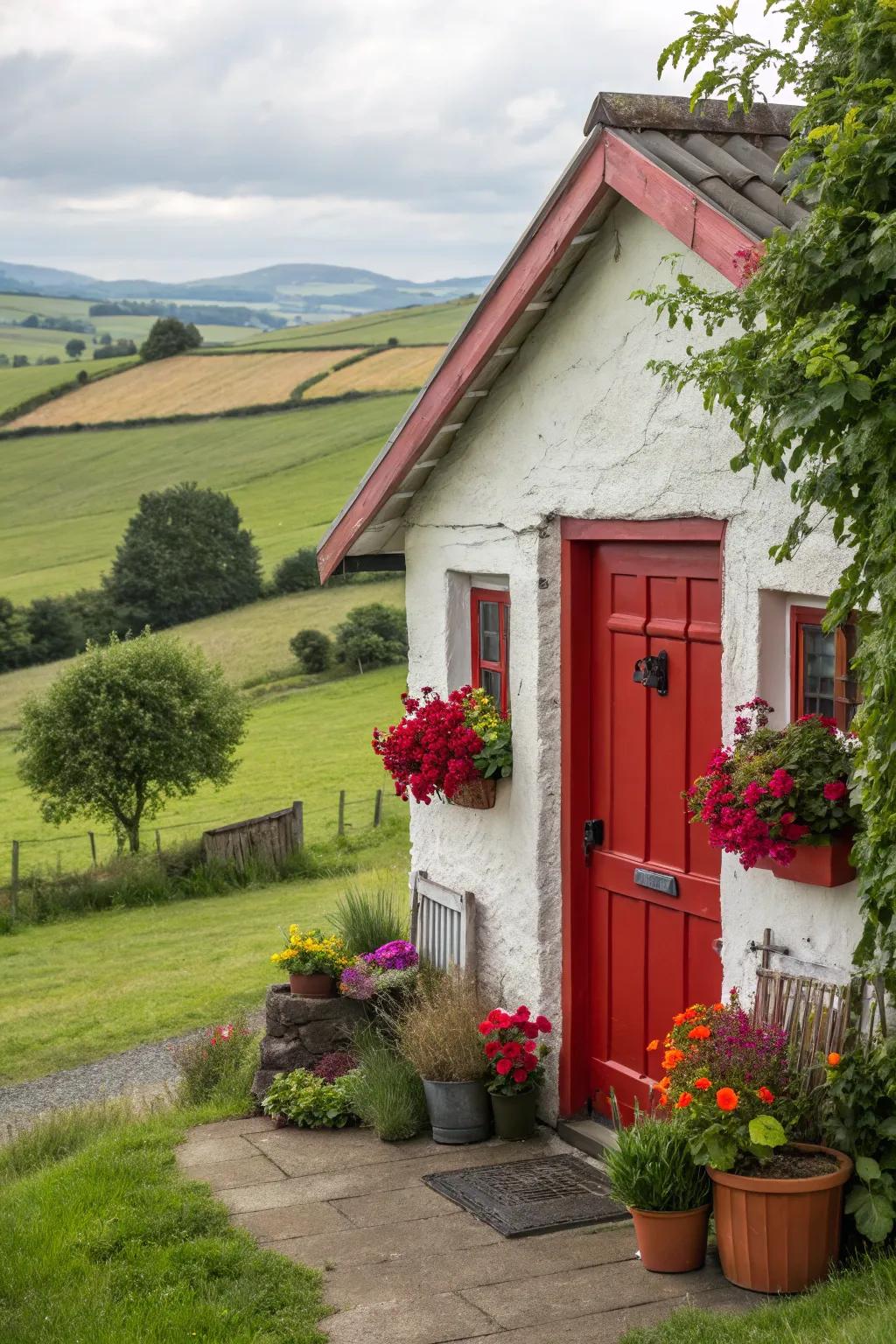 Vibrant accents bringing life to a farmhouse