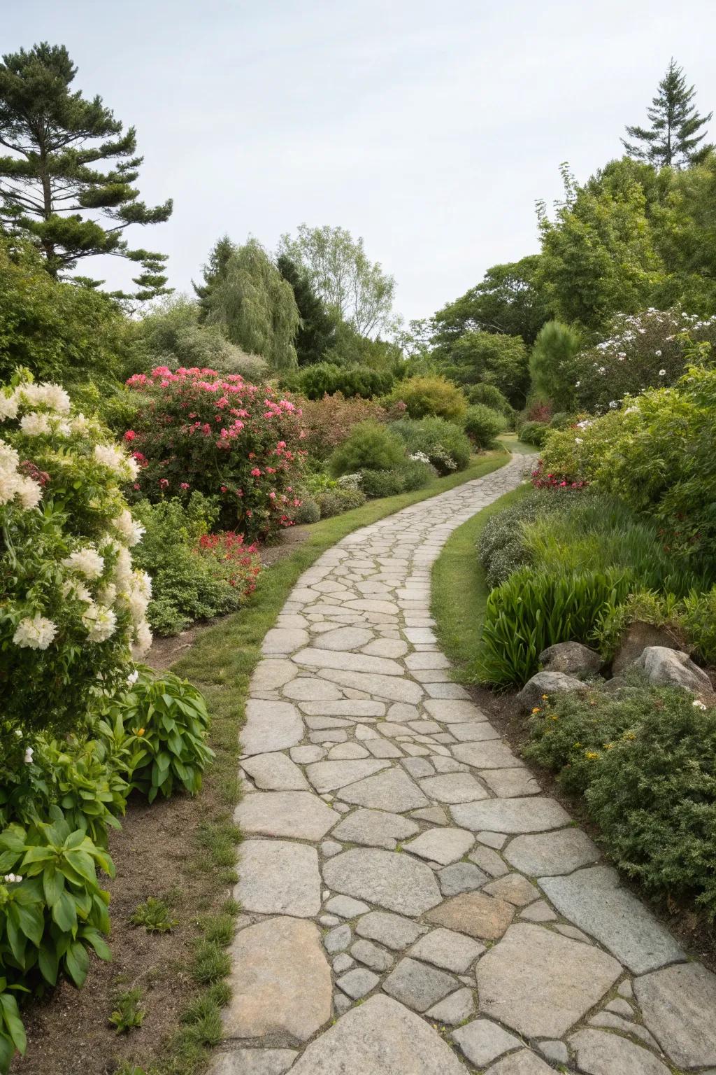 A simple, natural path using fieldstone.