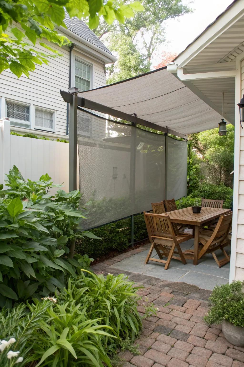 Retractable screens offer modern convenience for shade and privacy.
