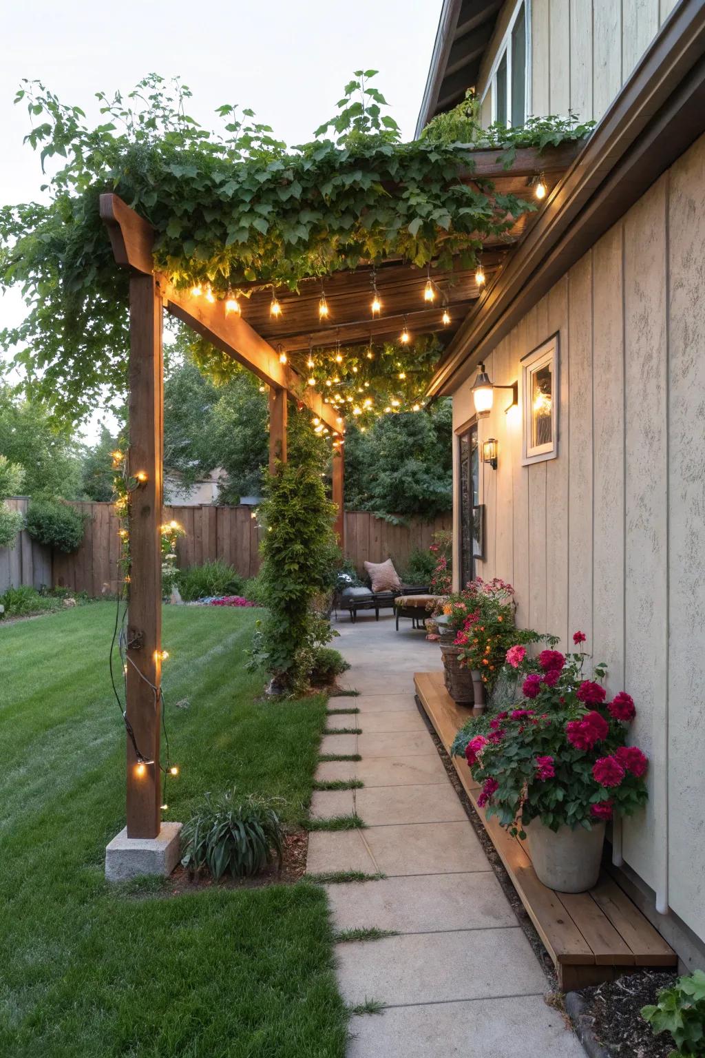 Pergolas offer structure and a place to showcase hanging decor.