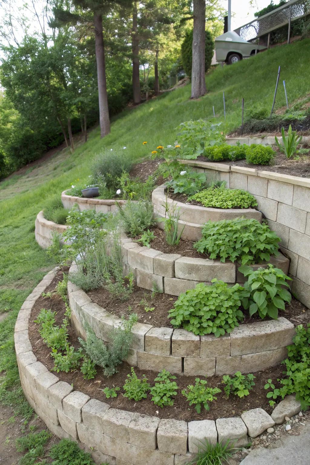 Add a unique, space-saving feature with an herb spiral.