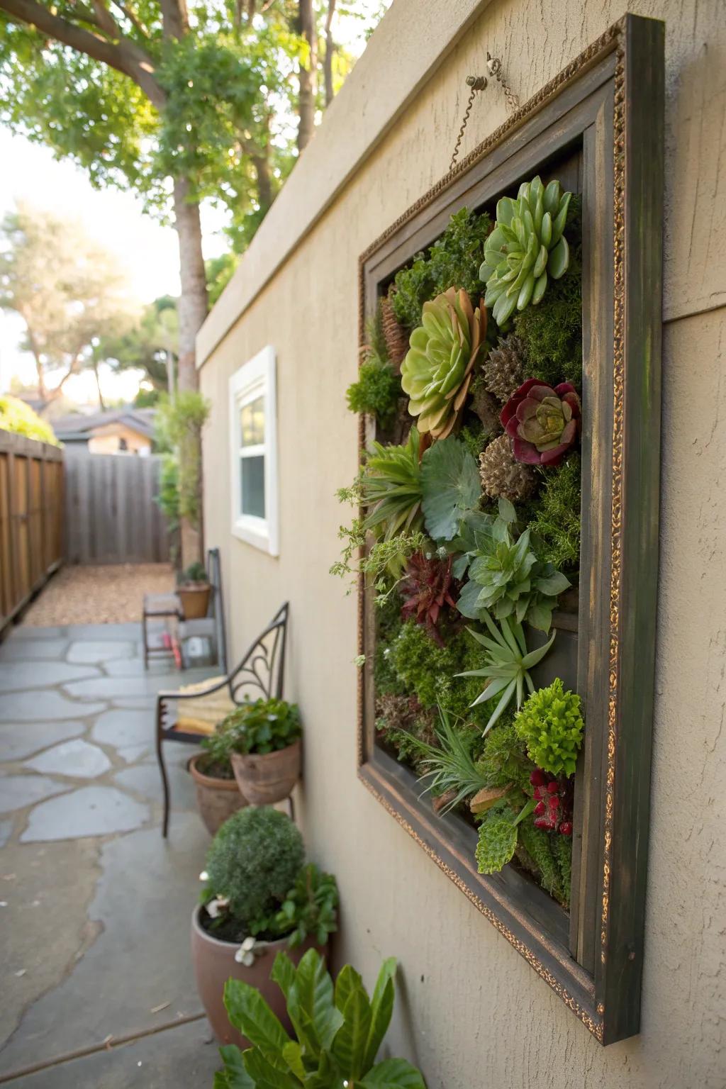 Succulent frames offer a unique and space-efficient way to decorate.