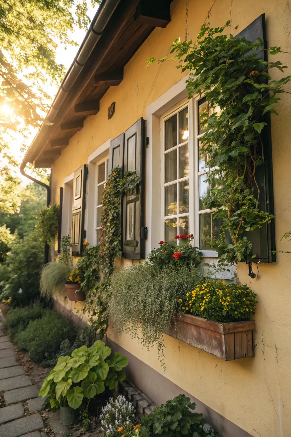 Window boxes bring greenery to unexpected places.