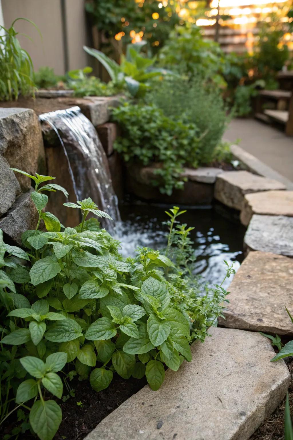 Merge function and aesthetics with a herb garden waterfall.