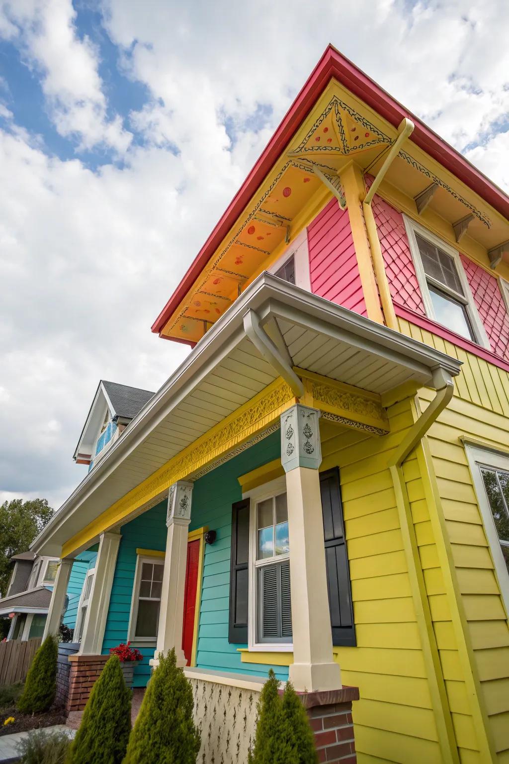 Bright hues bring a fun, energetic vibe to home exteriors.