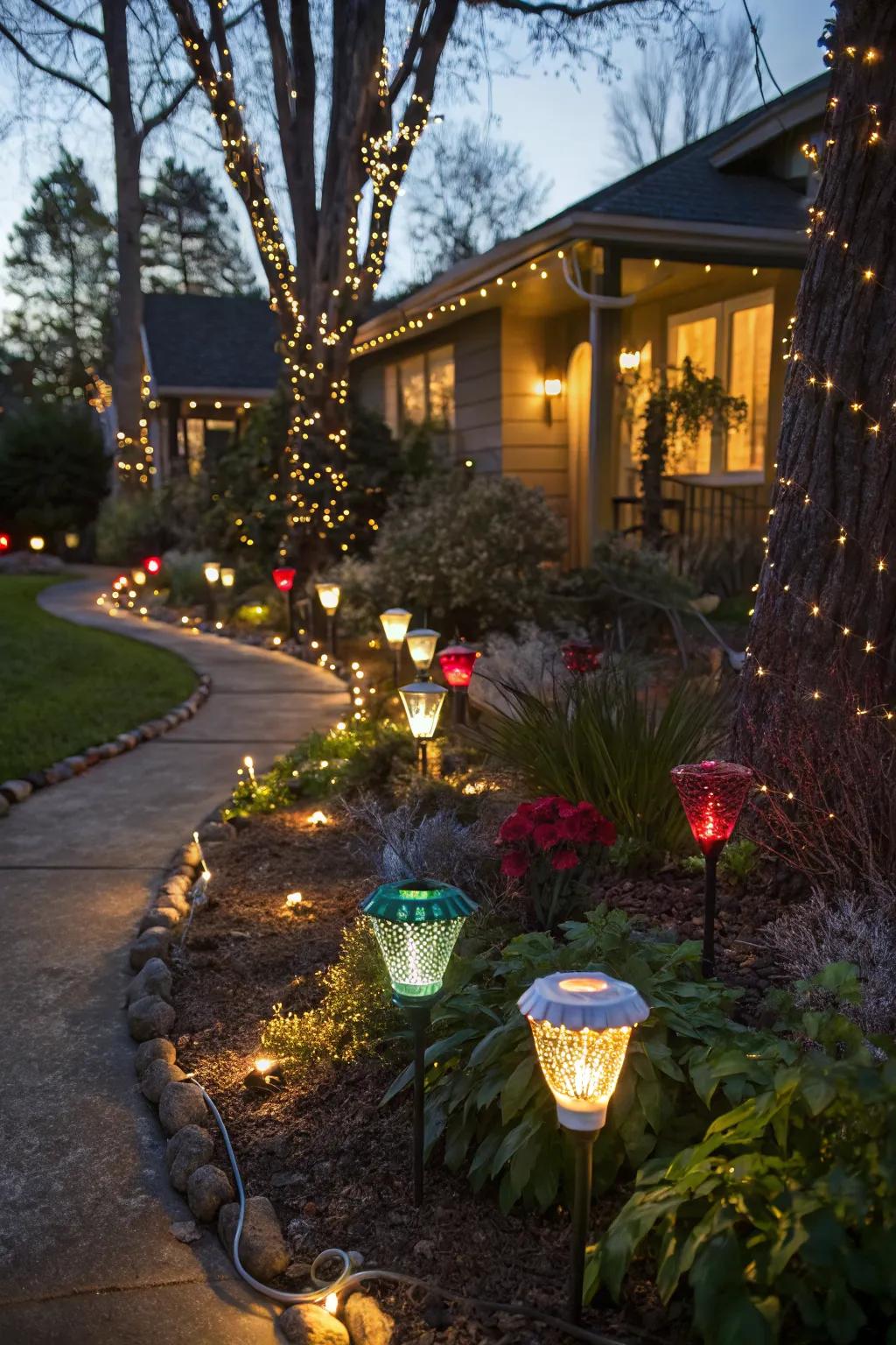 Celebrate the holidays with colorful solar lighting.