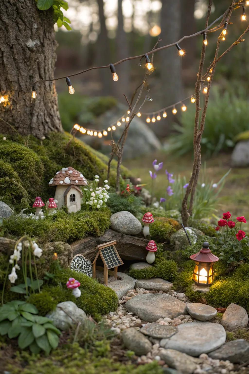 A magical fairy garden that brings whimsy to the landscape.