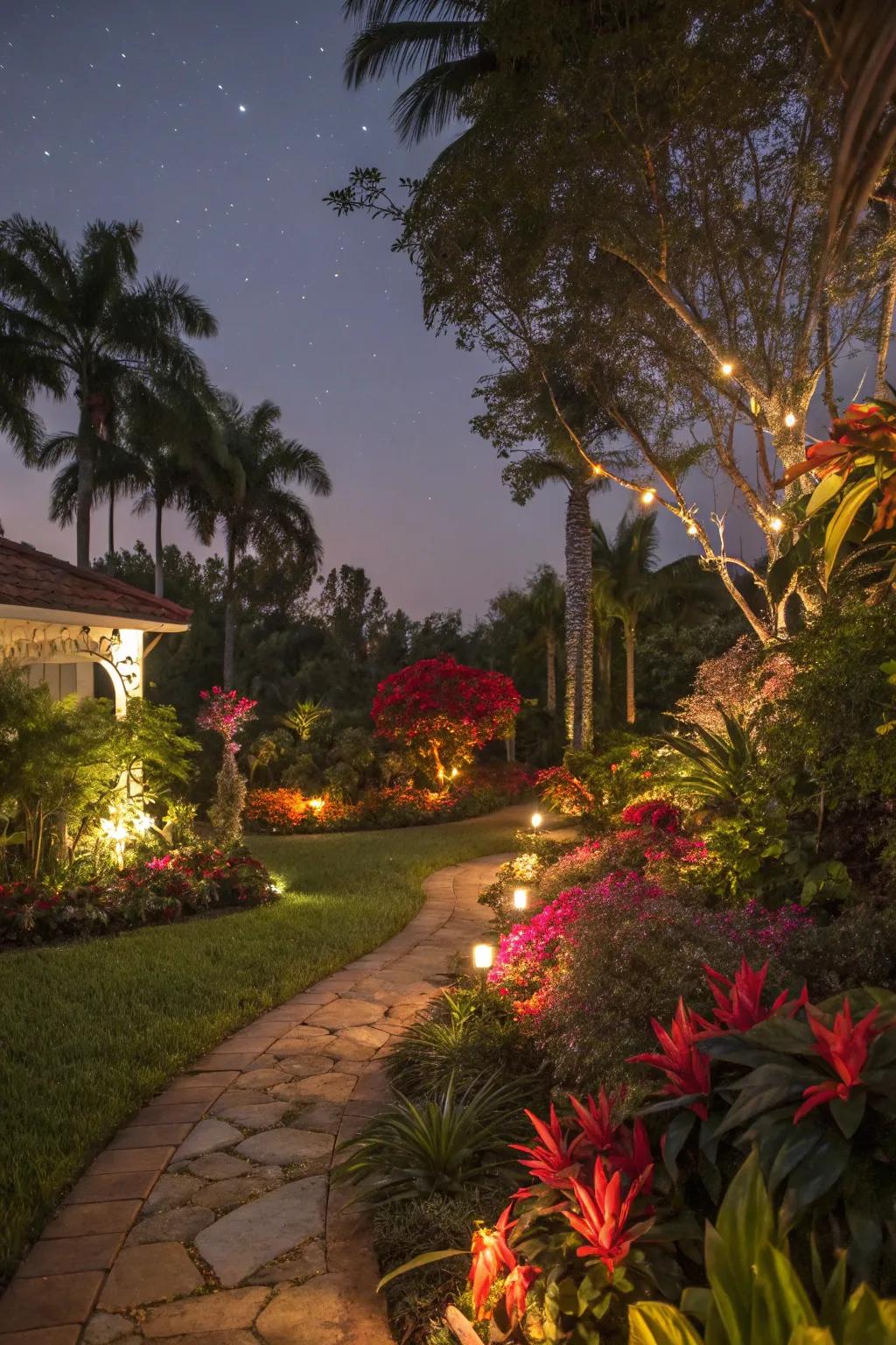 Transform your garden with colorful lighting.