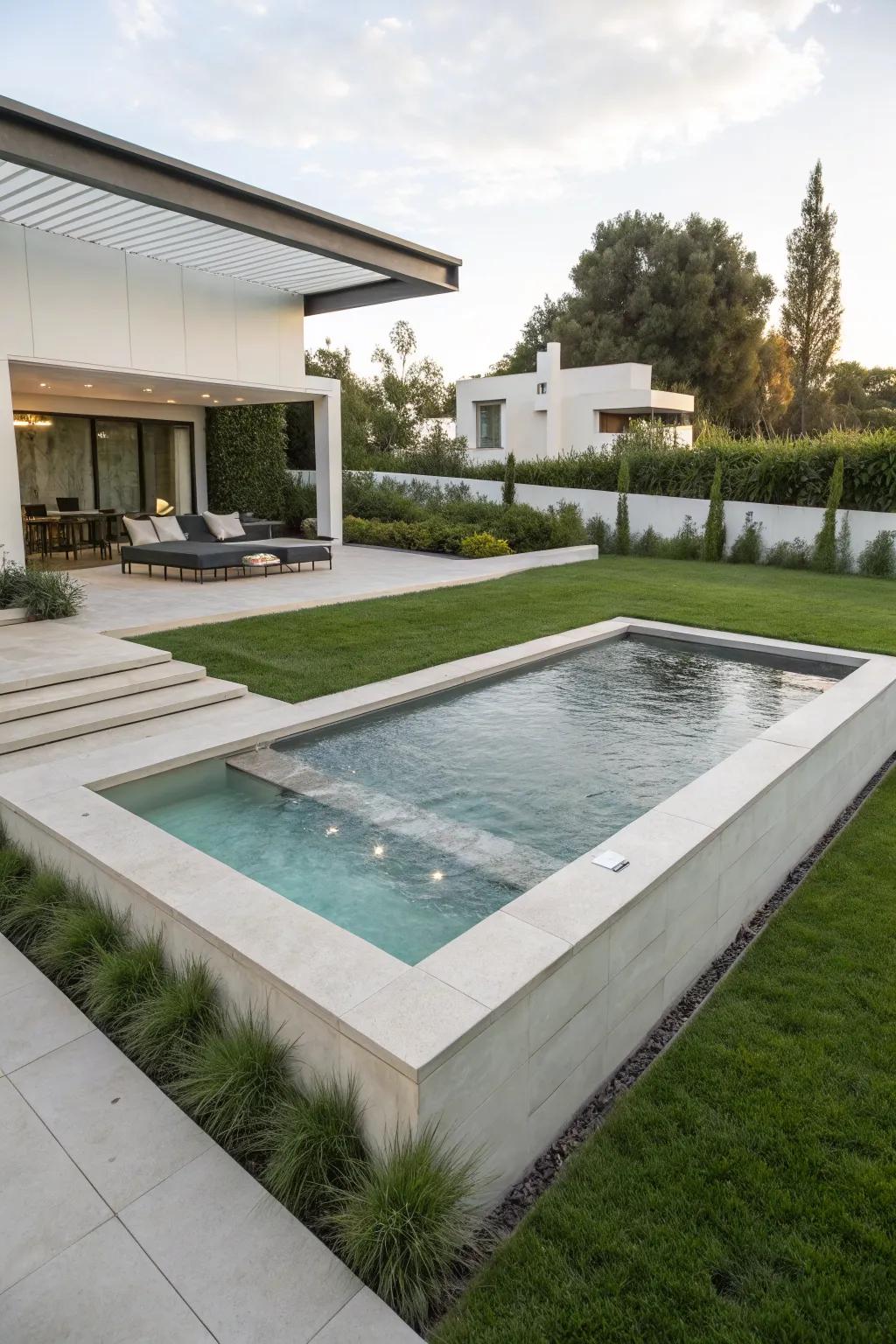 Minimalist design brings a sleek and modern aesthetic to your spa spillover.