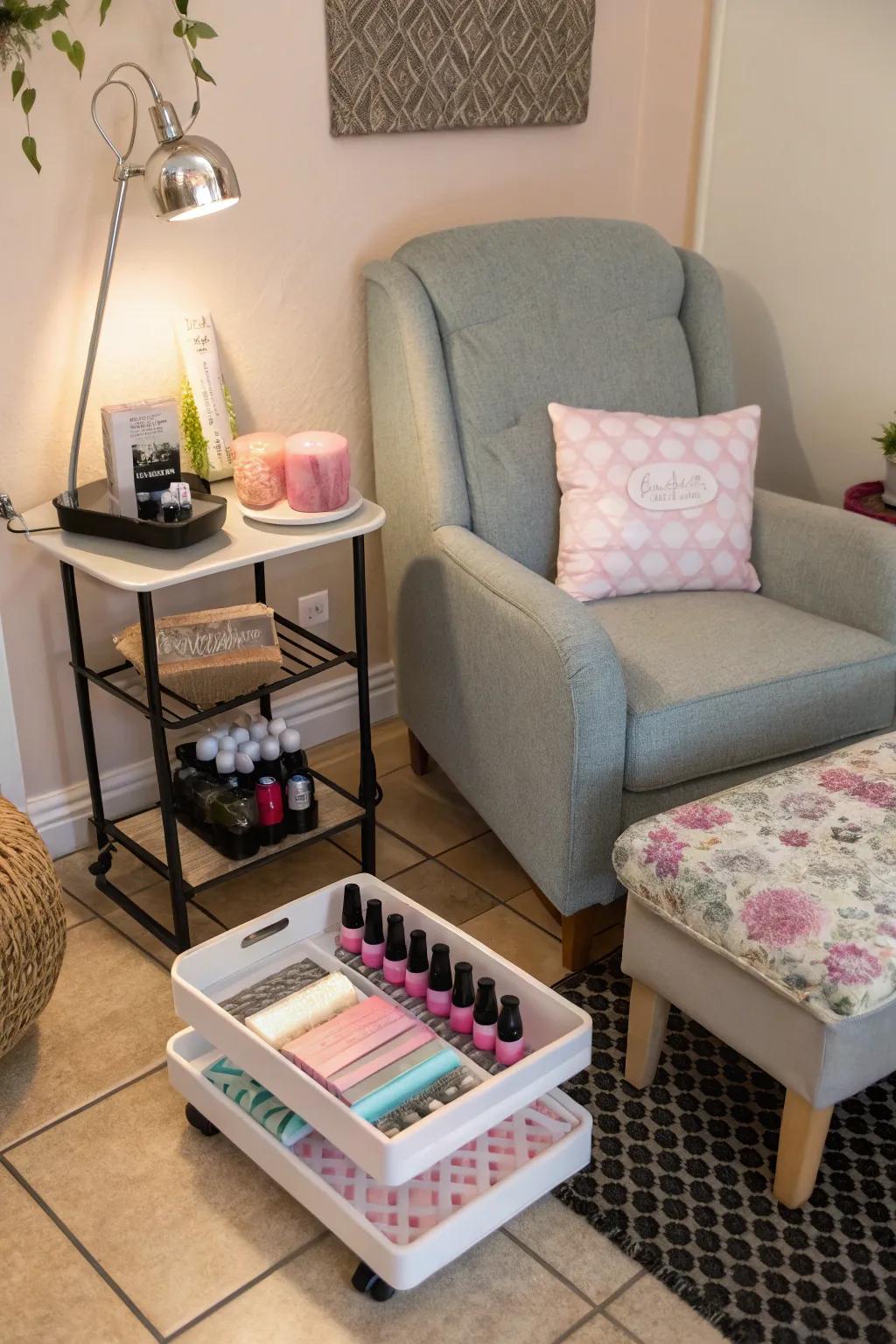 Enjoy a mini mani-pedi session with friends in style.