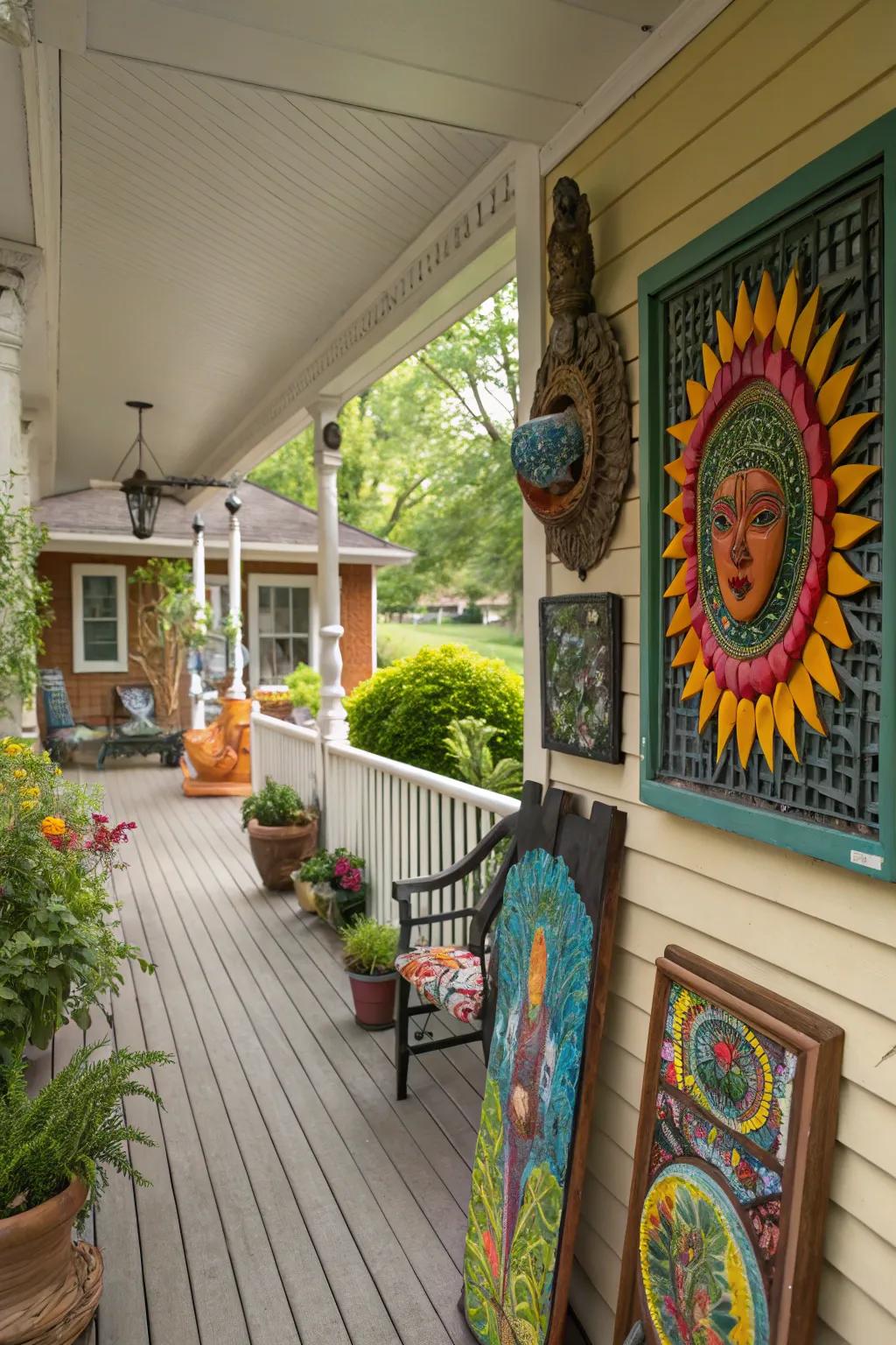 Outdoor artwork can be the highlight of your porch.