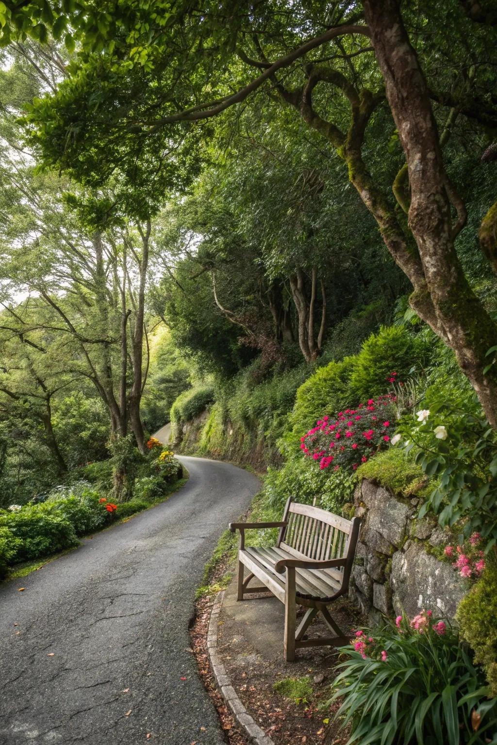Seating nooks offer a cozy spot to enjoy the scenery.